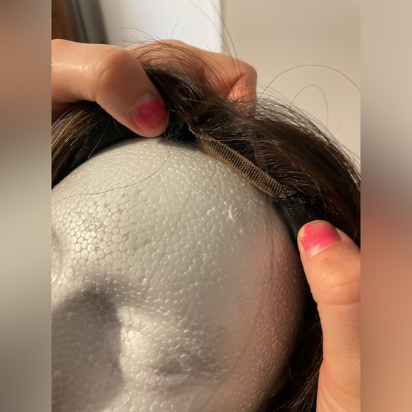 Human Hair Lace Front Part Wig Wig - Brown Brunette w/ Blonde Highlights - Picture 7 of 14